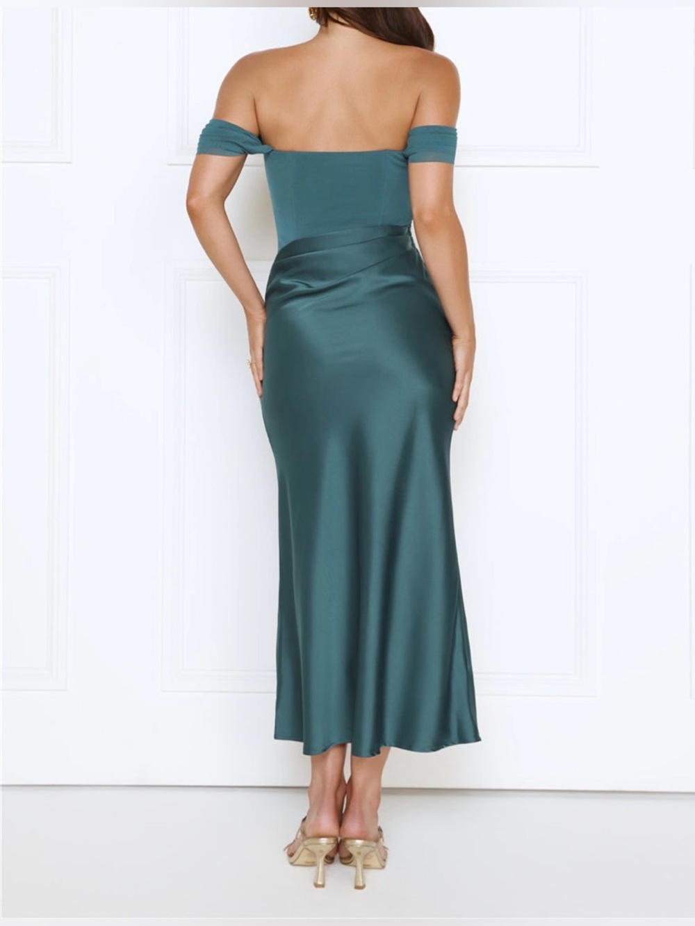 Hello Molly Women’s Satin Maxi Dress Teal Size XL US 10 - Picture 2 of 16